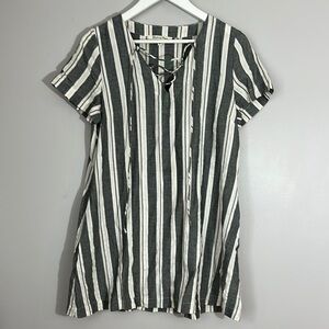 Striped Gray and White 100% cotton dress size S